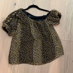 Ulla Johnson Black and Yellow Floral Blouse